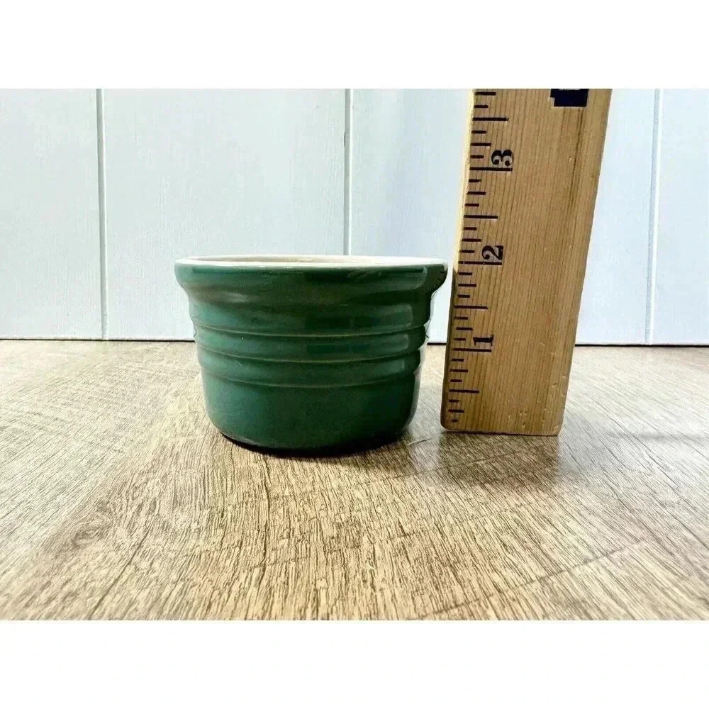 Le Creuset France Dark Green Small Stoneware Ramekin Crème Brûlée Ribbed 01.04 - Picture 2 of 5